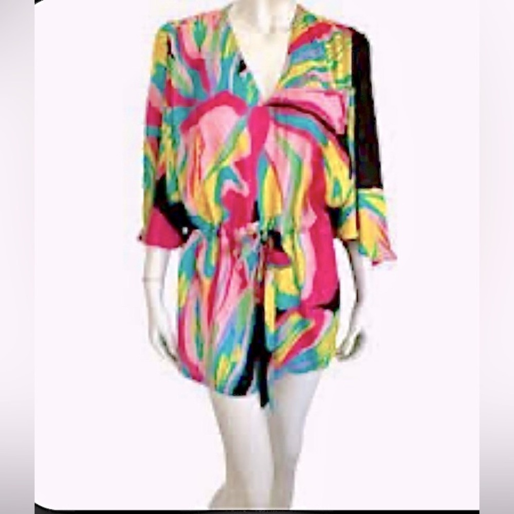 Mara Hoffman gypsy abstract printed tunic top Xs $150 boho casual  designer